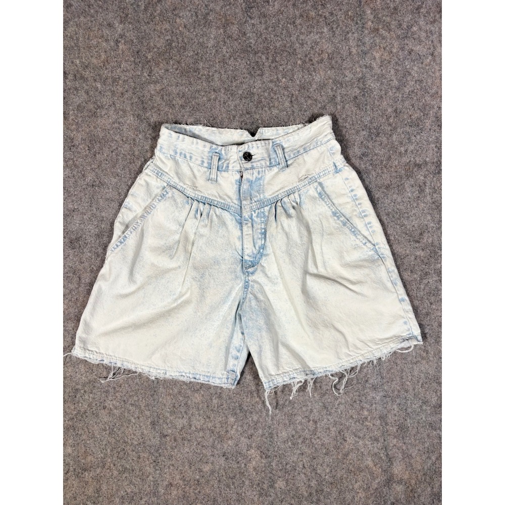 Vintage Jean St. Tropez Denim Shorts Womens 7 Acid Wash Pleated High Rise Blue